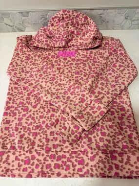 Puma Pink and Brown Leopard-Print Kids' Hooded Pajama Top